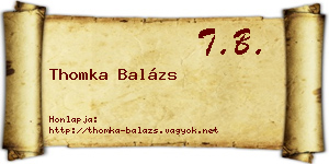 Thomka Balázs névjegykártya